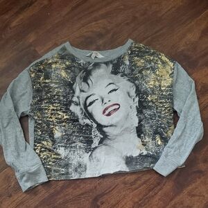 Marilyn Monroe Gray and Gold Long Sleeve Tee
